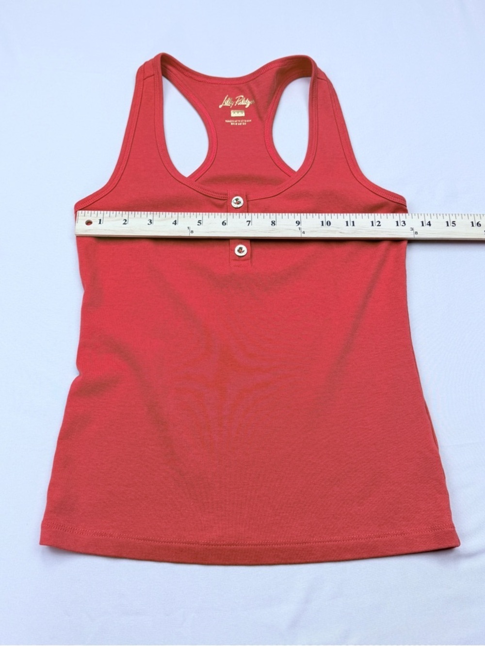 Lilly Pulitzer Raspberry Red Racerback Tank with Button Placket - Picture 5 of 9